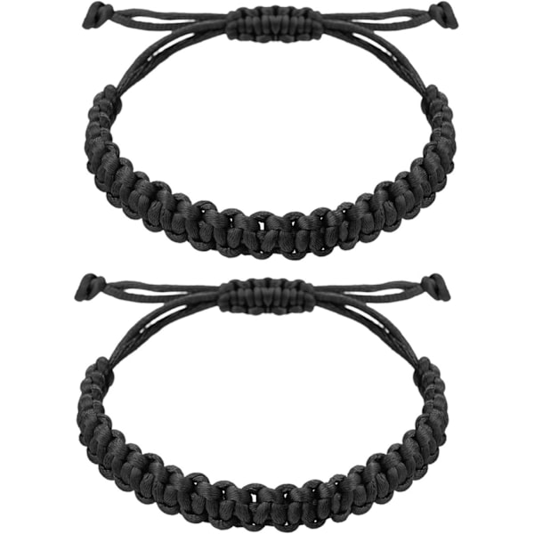 Håndlavede buddhistiske snorearmbånd til kvinder, mænd, drenge og piger, tibetansk justerbar vævet rebarmbånd, rød og sort, 2 eller 6 stk./sæt