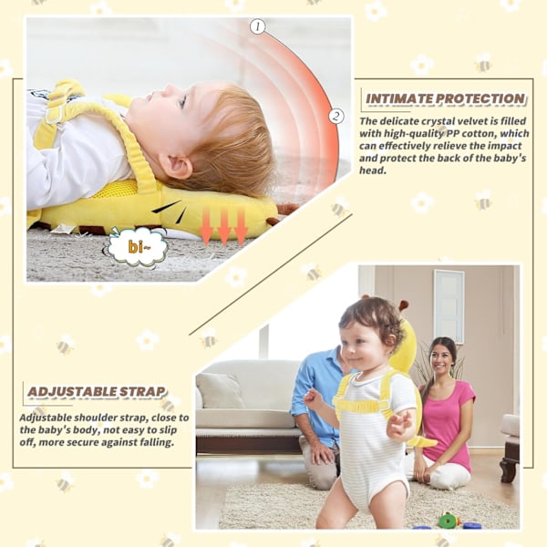Baby hodebeskyttelse, pustende og justerbar babybeskyttelsesinnlegg, baby walker, hodebeskyttelse for småbarn som kryper og løper