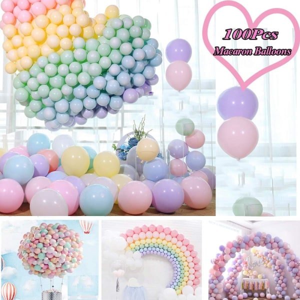Ballonger Pastell, 100 stk Ballonger Fargerike, Ballonger Pastell, Ballonger Pastellfarger Mix For Bryllupsbursdagsfest