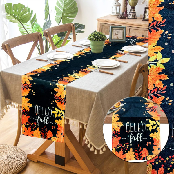 Høstbordløper, 1 stk. Hello Fall bordløpere 72 tommer lang høstgresskar bordløper 13x72 tommer høstbordløper Thanksgiving bord