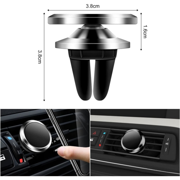 1 Piece on-board mobile phone holder; With magnet, metal foil; Car Air Vent Mount, 360° Stereo Rotation, Suitable (Black)