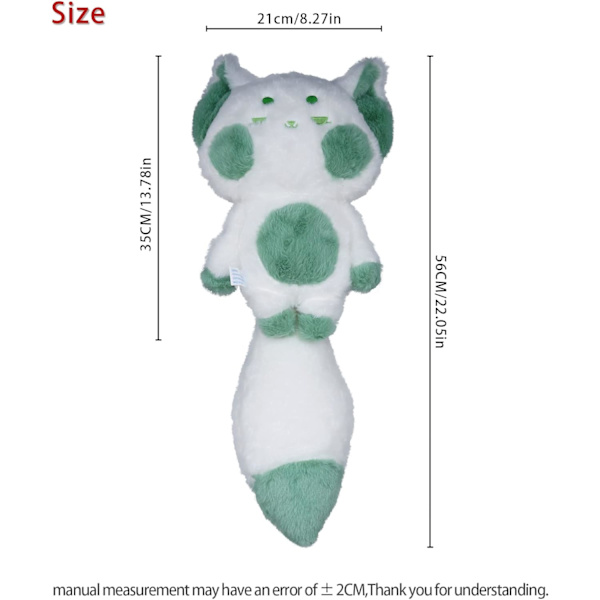 Kettu-Plush-Nukke, Kettu-Täytetty Eläin, Premium-Plush-Kangas ja PP-Puuvilla Täyte, Loistava Koti Sisustukseen ja Lahja Ideana Lapsille (Valkoinen Vihreä)