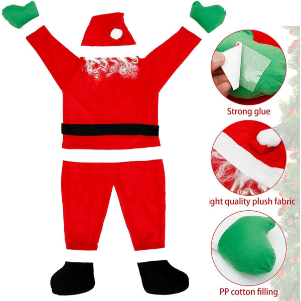 Hängande tomte från taket, juldekorationer utomhus klättrande tomte tomtedräkt utomhus juldekorationer julgårdsornament f