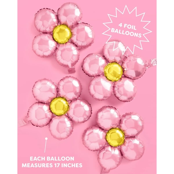 Light Pink Flower Balloon Set - 4 pc | Groovy Birthday Decorations, Bachelorette, 70s Party Decorations, Baby Shower, Wedding, Photo Booth