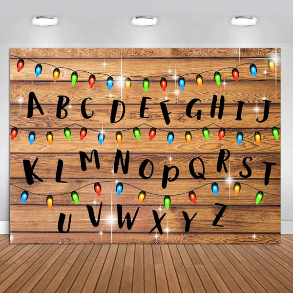 Jouluvalot Aakkoset Valokuvaustausta Rustiikkinen Puinen Stranger Tausta Syntymäpäiväjuhlatarvikkeisiin Valokuvauskoju Rekvisiitta Vinyyli 5X3FT