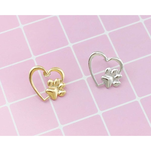 Heyone Love Heart med hundepotespor trykk genser frakk pin badge brosje