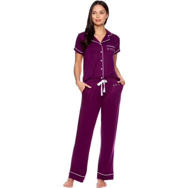 Pyjamasset för kvinnor - Pyjamastopp och pyjamasbyxor med hackkrage PJ Set - Pyjamas för kvinnor Logotyp