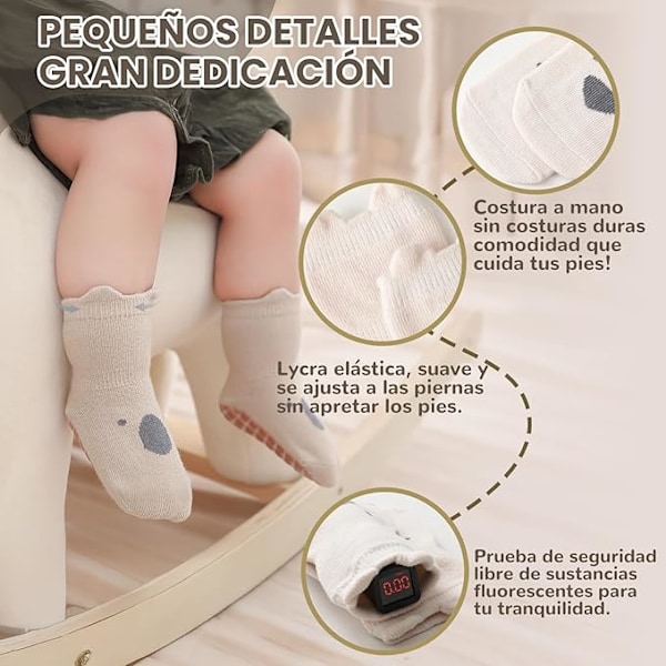 7-pack halkfria babysockor, söta bomullssockor för pojkar och flickor, med halkfritt grepp och bedårande design, mjuka och bekväma. 1-3 years old