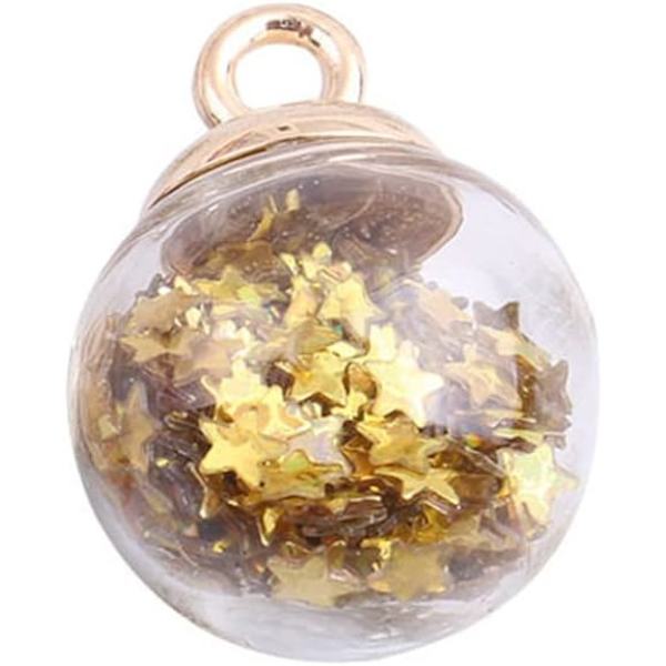 10 st klara stjärnformade julgranskulor i färgglatt glitterglas för julgransdekorationer, guld