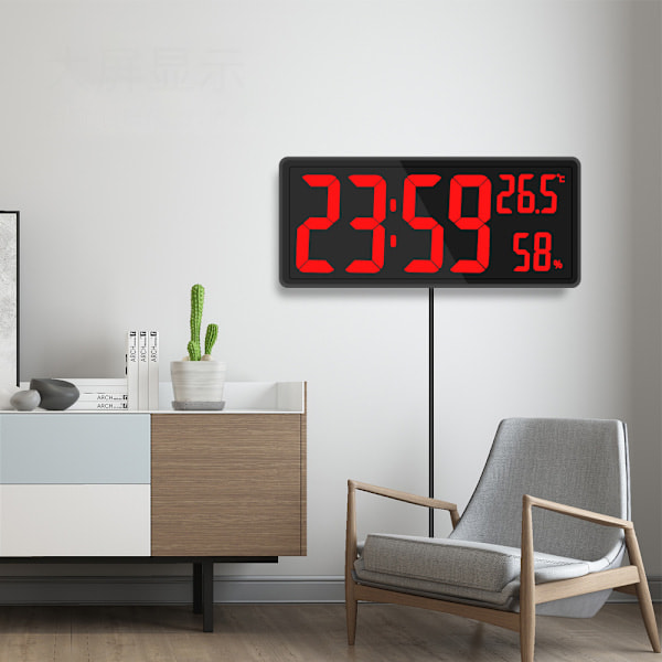 Stor digital väggklocka med digital display grön