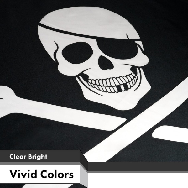 Jolly Roger Piratflagga (Bones) 3x5 FT Tryckt Mässingsöljetter 150D Polyester Inomhus/Utomhus - Mycket Tjockare Mer Hållbar Än 100D 75D Polyester