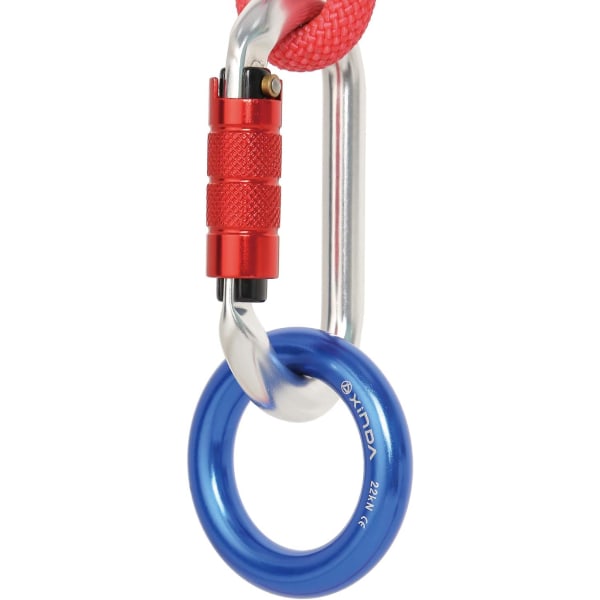 Stor rappellring, 22KN aluminiumlegering O-ring för bergsklättring, räddning, kanjonering, grottforskning, hängmatta slackline spänning