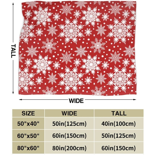 Talvinen lumihiutale punainen peitto superpehmeä lämmin neljä vuodenaikaa joulukoriste villapeitto sänkyyn tuoliin autoon sohvaan makuuhuoneeseen 203,2 cm x 152,4 cm
