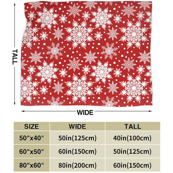 Vinter Snøfnugg Rød Dekken Teppe Super Myk Varm Fire Sesonger Jul Dekorasjon Ull Teppe For Seng Stol Bil Sofa Soverom 203.2 cm X 152.4 cm