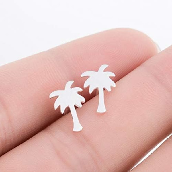 Heyone rustfritt stål Tiny Beach Palm Tree Stud Øredobber Sommerferie Smykker