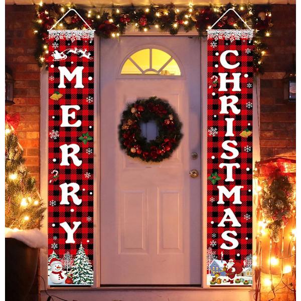 Juldekorationer God Jul Banner Xmas Veranda Dörrskylt Välkomstbanderoll För Inomhus Utomhus Vägg Juldekorationer Inomhus Utomhus