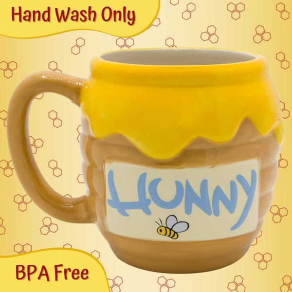 Winnie the Pooh Honung \"Hunny\" Kruka Keramisk 3D Skulpturerad Kaffe Mugg, 23 Ounces