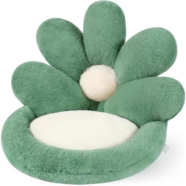 Blomsterformet sædehynde behagelig Kawaii stolpude 19 tommer (48,3 cm) Lazy Sofa kontorgulvpudestøtte sød gamerstolindretning grøn