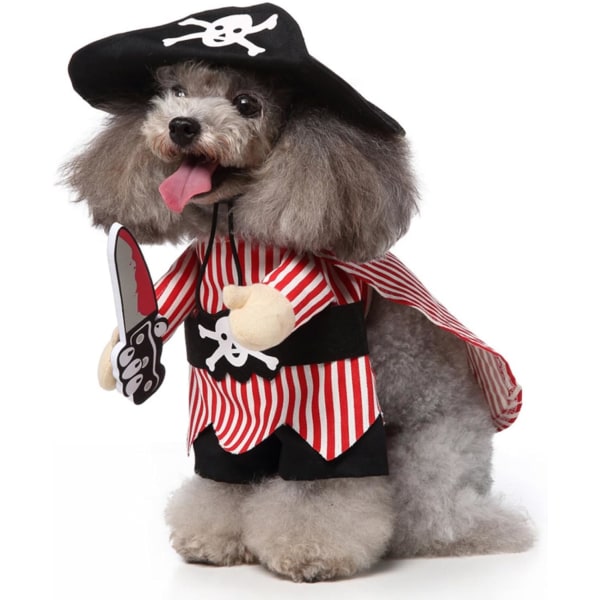 Hunde Halloween Kostume - Spooktacular Cosplay Outfit til Små-Mellem Hunde & Katte med Hat Inkluderet - Tøj til Kæledyr Halloween Fest (Pirat,S)