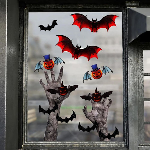 12 kpl Halloween-lepakkoseinäkoristetta 3D-stereoskooppiset lepakkotarrat Halloween-koristeet Uudelleenkäytettävät itseliimautuvat värikkäät lepakkotarrat