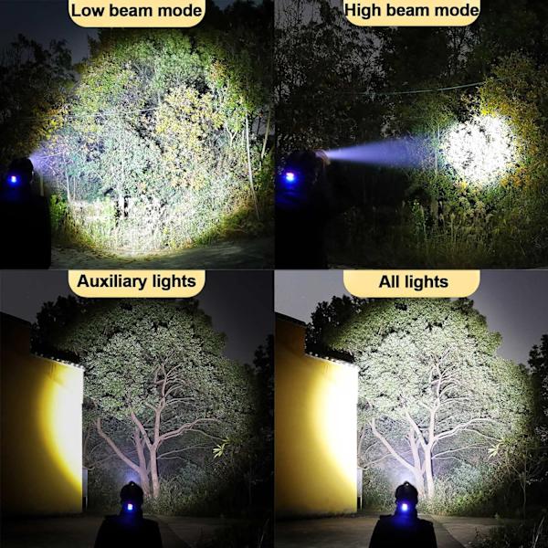 Päälamppu LED Ladattava 12000 korkea Lumen Ultra Kirkas 5 LED Päälamppu Taskulamppu, 4 Tilaa Säädettävissä Zoomaava Tarkennus Päälamppu