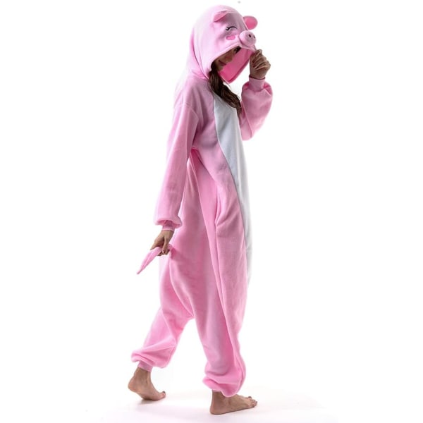 Unisex Aikuisten Piirretty Puvut Halloween Joulu Unipuku Haalarit Onesies Plushie Cosplay Pyjamat Vaaleanpunainen Sika L