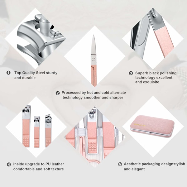 Manikyrset, reseminikit för nagelklippare, pedikyrvårdsverktyg, 10 st rostfritt stål grooming kit