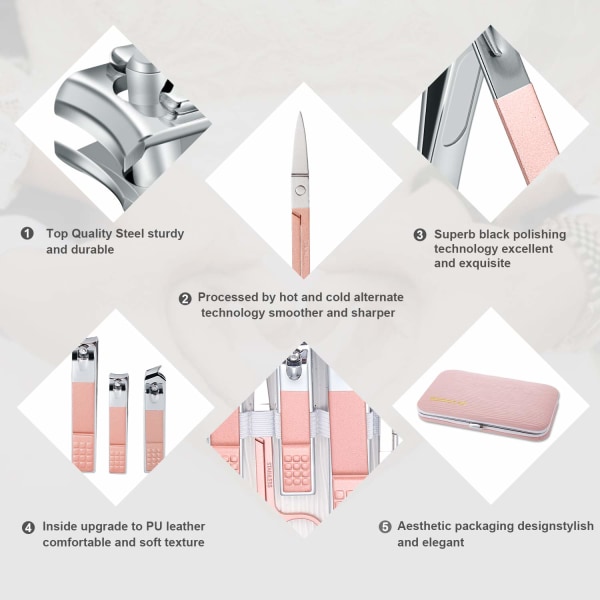 Set, Resor Mini Nagelklipper Kit Pedikyrvårdsverktyg, 10 st rostfritt stål Grooming Kit