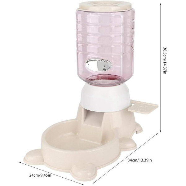 Foderskål för husdjur, hund och katt, 1,8 l, PP, hållbar, pedalmatare, smart automatisk matare med stor kapacitet, automatisk hundmatare (rosa)