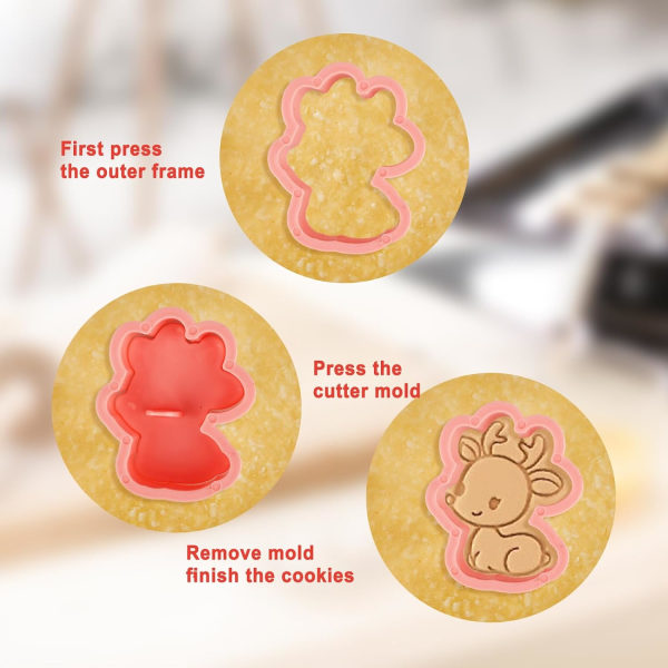 Ny tecknad 8PC Snack Cookie Cutter Set, 3D Embossing Mold Cookie Cutter Molds för tårta Barnkalas (A)