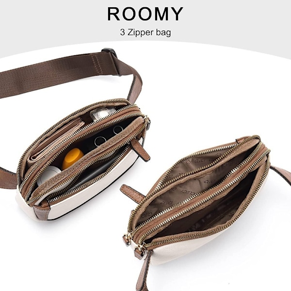 Kvinnor PU läder bältesväska Crossbody midjeväska Reseaxelväskor Black and brown