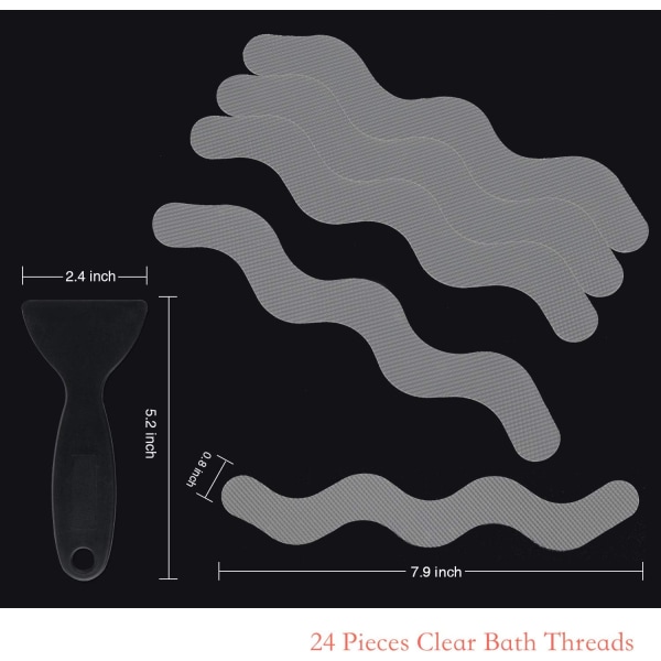 Patenterade anti-halk-duschdekaler 24 ST Säkerhetsbadkarsremsor Självhäftande dekaler med premiumskrapa för badkar Duschtrappor Stegar Båtar (grå)