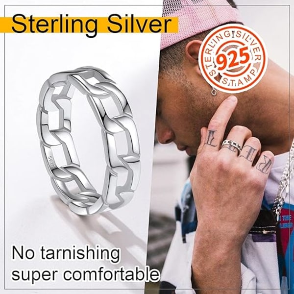 Mænd/Kvinder Cubansk Link/Spinner Ringe, Størrelse #06-#12, 18K Guld Tone/Rustfrit Stål/Sort (Send Gaveæske)