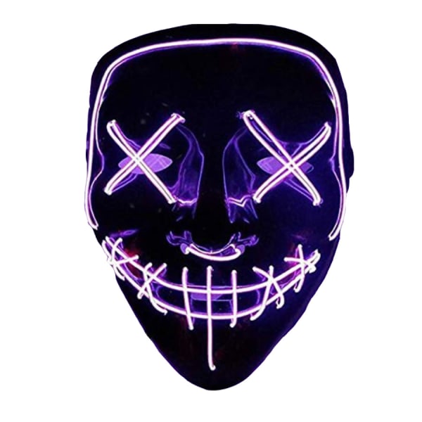 Halloween maske, glød i mørke LED-rensningsmaske til udklædningslege, rollespil, festivaler og fester