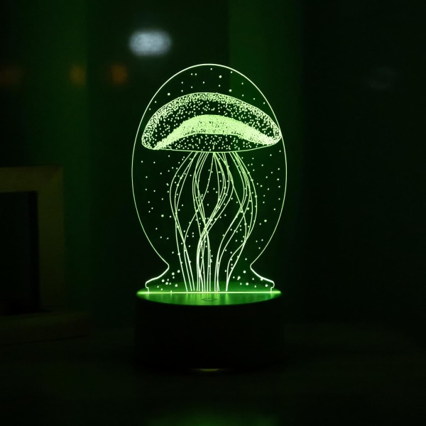 Manet LED Sovrumsljus 3D Nattljus Manetljus Lampa 7 färger Bordslampa Dimbar Söt stygnlampa för födelsedagspresent