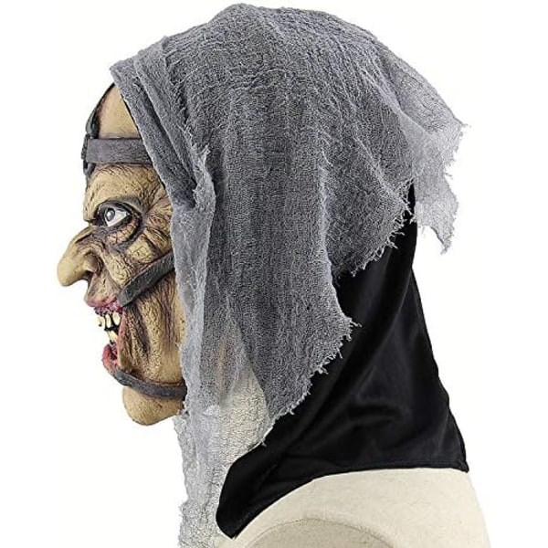 Gammel kvinne heks maske Halloween kostyme skummel skummel fest cosplay dekorasjon tilbehør