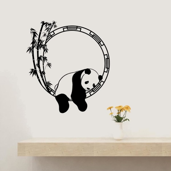 Roliga djur Väggdekor Panda Bambu Japansk Inredning Vardagsrum Vinyl Väggdekaler Vintage sovrum dekoration Konst väggmålningar - -
