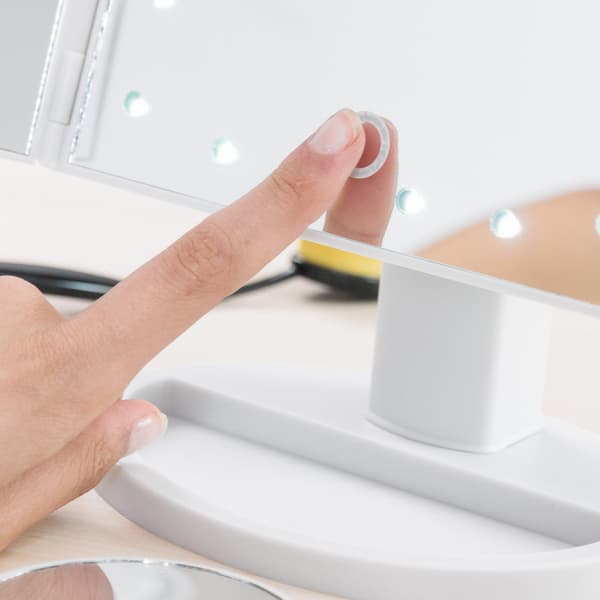 LED-pöytäpeili 4 Suurennuksella & Tarviketelineellä White Vit