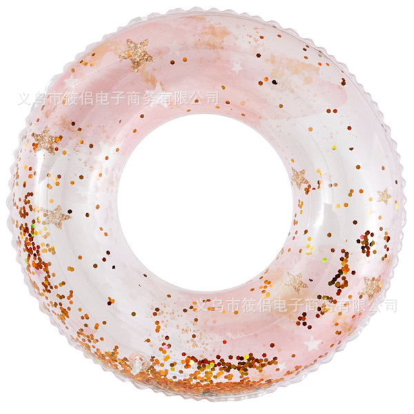 Barns uppblåsbar simring, simring poolboj, retro randig PVC uppblåsbar boj poolboj Sequin pink five-star Suitable for ages 2-4
