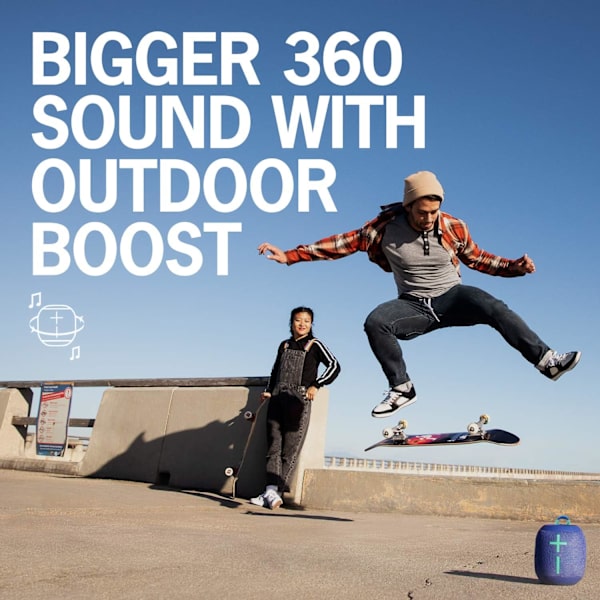 Bärbar trådlös Bluetooth-högtalare, 360 graders bas, vatten-/dammtät 33 meter (100 fot) räckvidd - grå