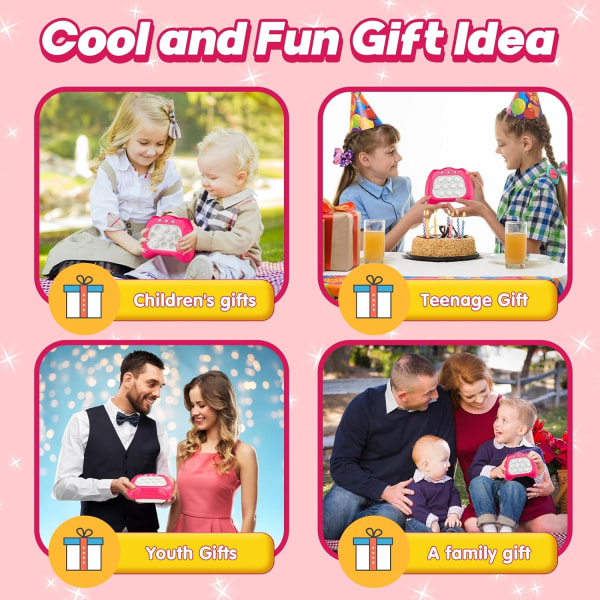 Rose Red Pop Pro Toy Fidget Barnspel Leksaker| Få den att lysa upp handhållen styrelsekonsol| Leksaker för åldrarna 3 4 5-7 8-åriga flickor och pojkar Födelsedagspresenter