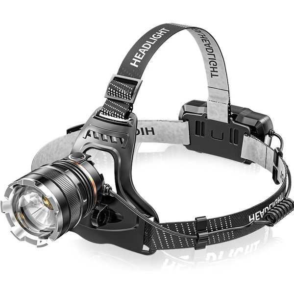 Genopladelig LED-hovedlampe, superlys 50.000 lumen 4 LED-tilstande, sensor og rødt lys, USB-genopladelig 5200 mAh