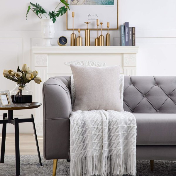Nøytrale putetrekk 20x20 tommer sett med 2 solide rustikke bondehus dekorative pynteputer trekk firkantet putetrekk for hjem sofa sofa dekorasjon