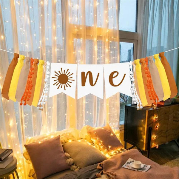Banner 1:a födelsedagsdekorationer Första resan till solen En högstolsbanner Första födelsedagsfestdekorationer för flickor pojkar