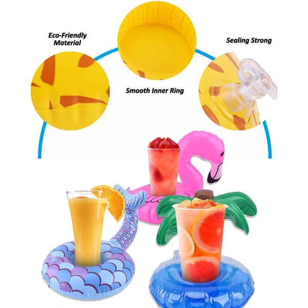 Flytande drinkkoppshållare för pool, 10-pack uppblåsbar dryckeshållare Drinkfloats Drinkfloater för poolfest