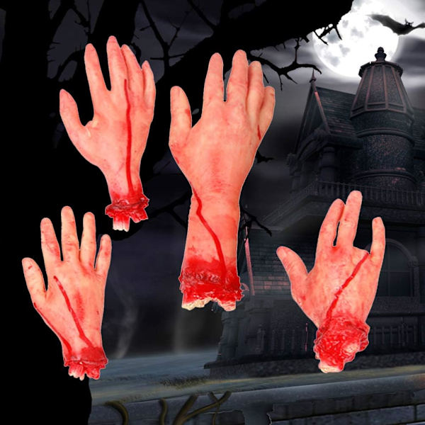 4 kpl - Halloween irrotettavat kädet ja jalat - pelottava verinen rikki kehon osa Halloween-rekvisiitta koristeet