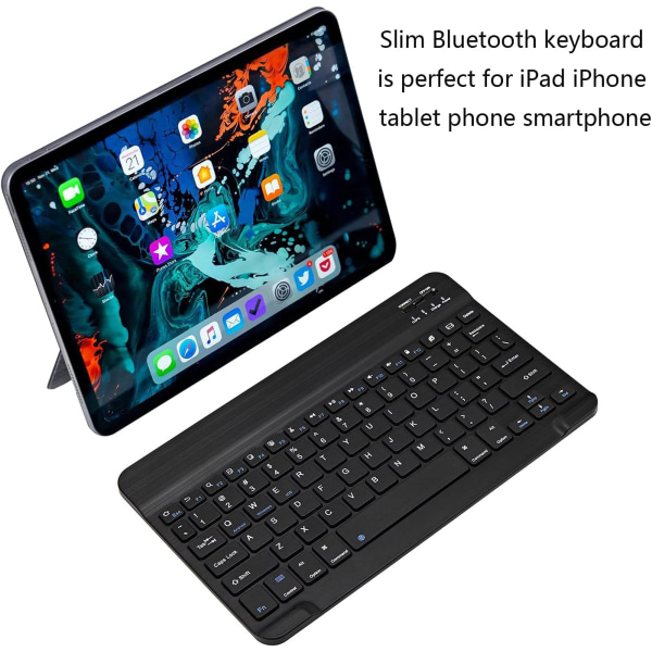 Bluetooth Tastatur, Ultra-Tynd Genopladelig Trådløs Bluetooth Tastatur kompatibel med iOS