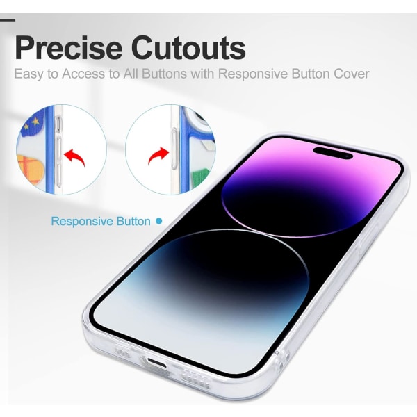 för iPhone 14 Pro Case Klart, inte gulnar phone case för iPhone 14 Pro 2022 (6,1 tum) med smalt cover Stötsäker stötfångare, blå lapp