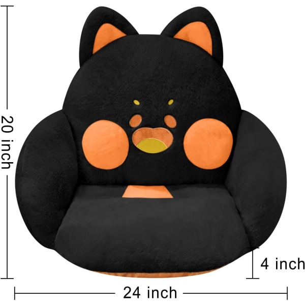 Stol pute komfortabel Kawaii lat sofa kontor gulv sete pute søt katt pute spill stol hjem soverom dekor svart 60.96 x 50.80 cm