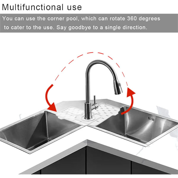 2 st silikon diskbänksmatta, minidiskbänksskydd för köksbänkskydd Självdrainagedesign (vit+vit, 8,3 tum x 5,7 tum)